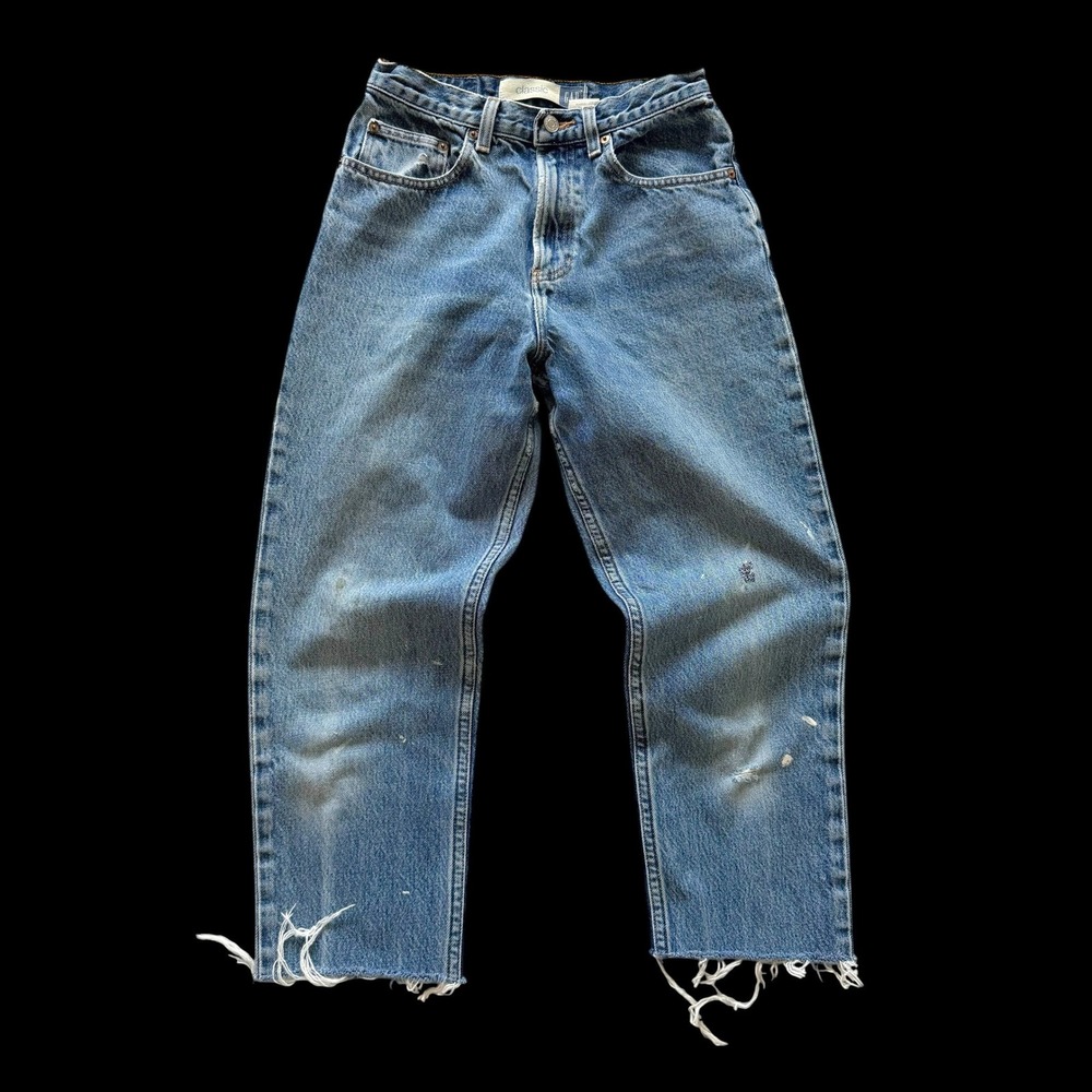 90's GAP Blue Jeans Classic Fit Med Wash High Rise Raw Hem Denim 6 REG